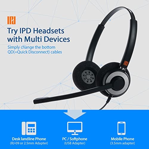 IPD IPH-165 USB Headset with Noise Cancelling Microphone for Office and Call cengter- Compatible with Skype, Microsoft Teams, Cisco Jabber, Avaya One-X and Other Soft Phones - Image 3