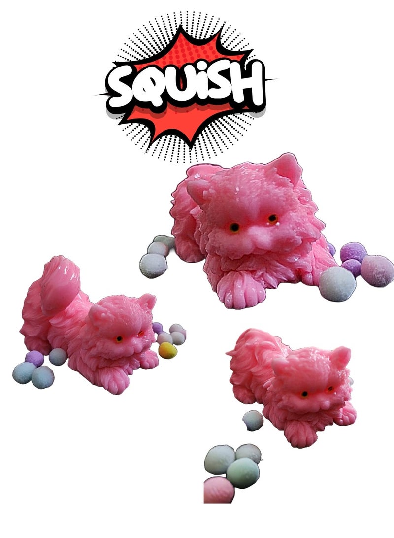 Pink Squishy Cat Toy – Stress Relief Cute Kawaii Cat Squishies for Kids & Adults | Soft Slow Rising Cat Stress Ball Toy | Perfect for Anxiety Relief, Gift & Office Desk Decoration - Image 1