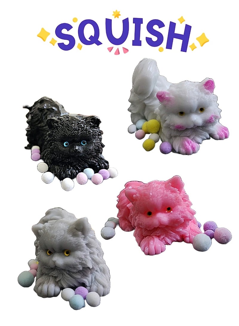 Pink Squishy Cat Toy – Stress Relief Cute Kawaii Cat Squishies for Kids & Adults | Soft Slow Rising Cat Stress Ball Toy | Perfect for Anxiety Relief, Gift & Office Desk Decoration - Image 5
