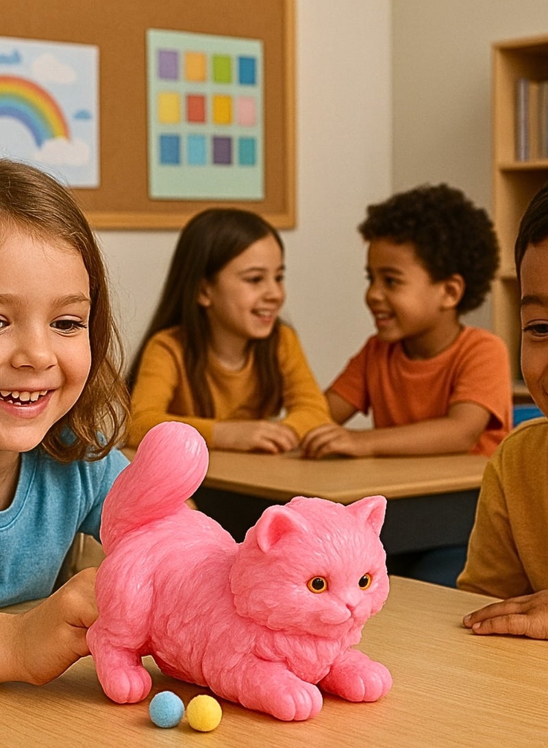 Pink Squishy Cat Toy – Stress Relief Cute Kawaii Cat Squishies for Kids & Adults | Soft Slow Rising Cat Stress Ball Toy | Perfect for Anxiety Relief, Gift & Office Desk Decoration - Image 3