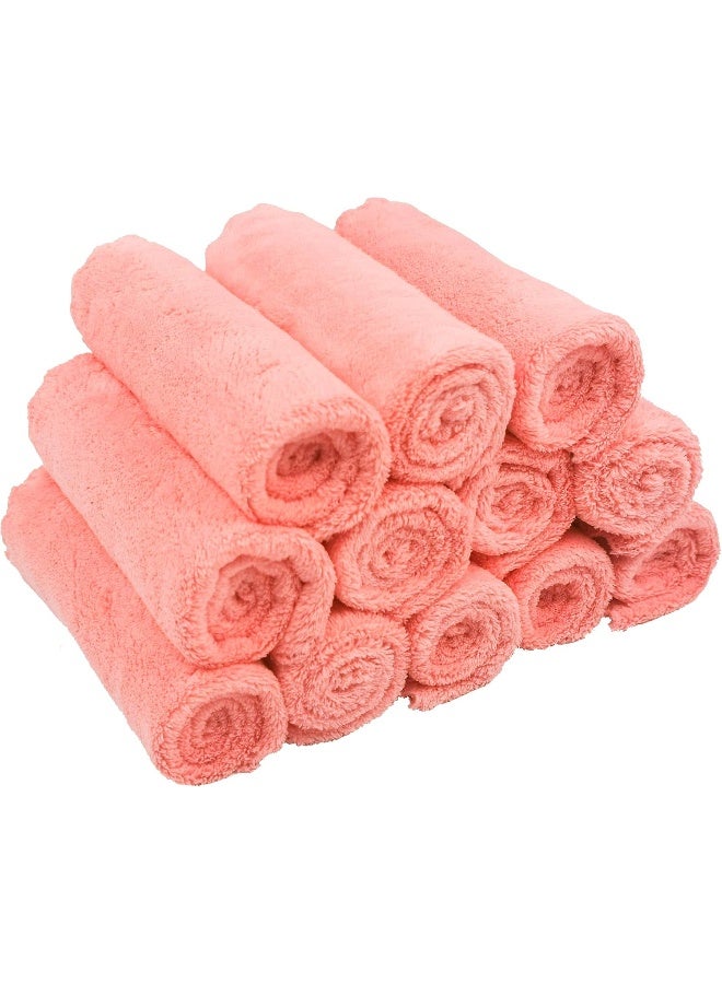 Kyapoo Baby Washcloths 12 Pack 12x12 Inches Microfiber Coral Fleece Extra Absorbent and Soft for Newborns, Infants and Toddlers-Pink - Image 4