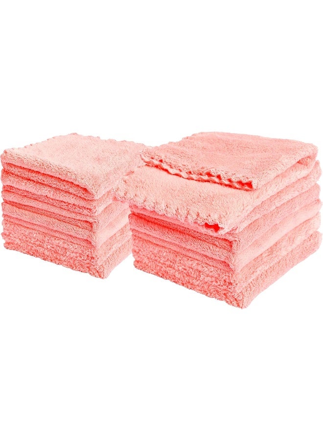 Kyapoo Baby Washcloths 12 Pack 12x12 Inches Microfiber Coral Fleece Extra Absorbent and Soft for Newborns, Infants and Toddlers-Pink - Image 1
