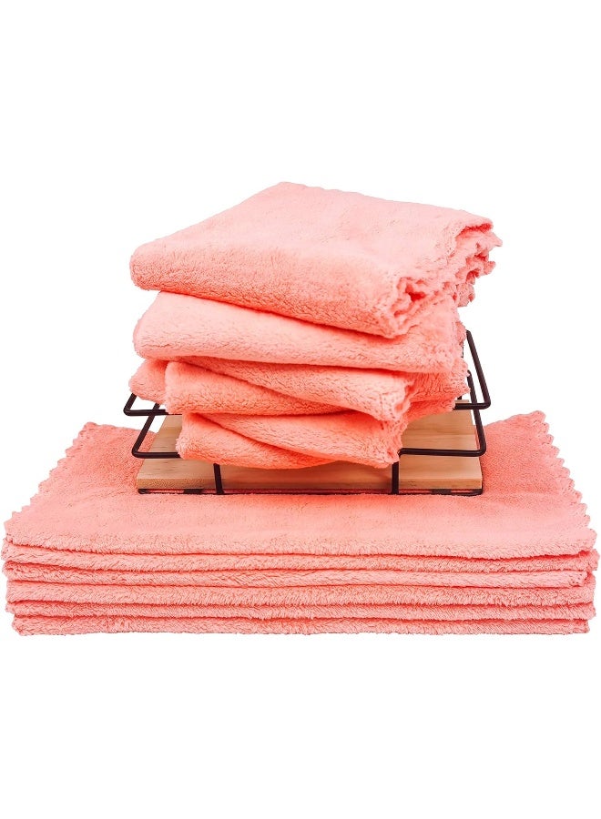 Kyapoo Baby Washcloths 12 Pack 12x12 Inches Microfiber Coral Fleece Extra Absorbent and Soft for Newborns, Infants and Toddlers-Pink - Image 5