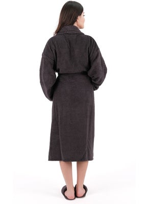 MODELHOME Soft Line Cotton Shawl Collar Anthracite Color (L- x l-2 x l-3 x l-4 x l) Large / King Size Bathrobe  - Image 5