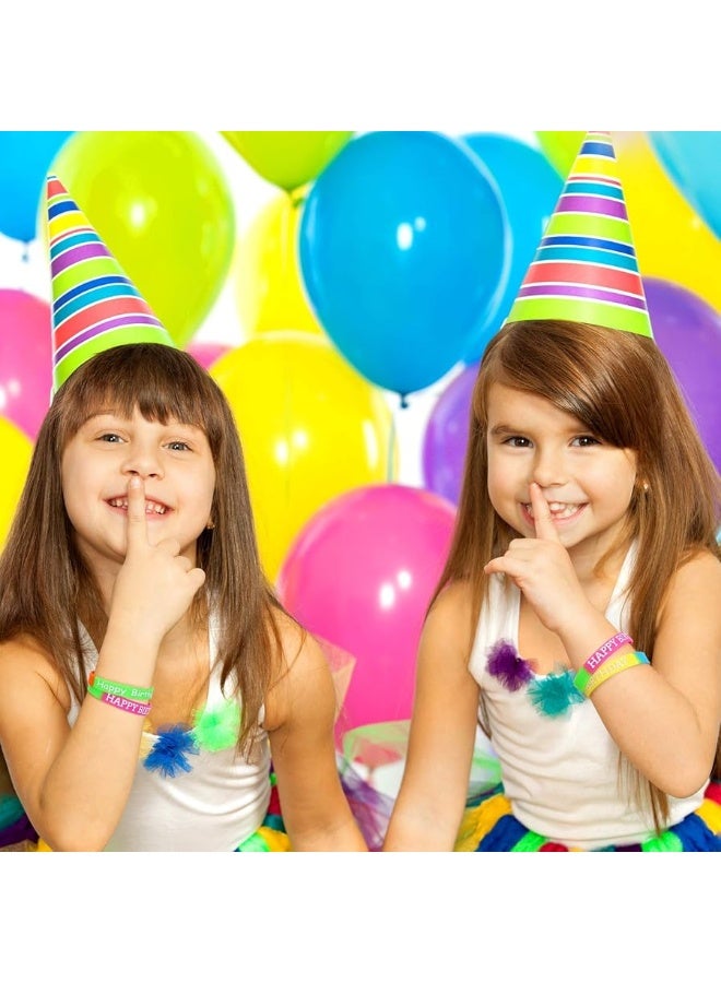 JOVITEC 48 Pieces Rubber Bracelets for Happy Birthday Gift Colored Silicone Bracelets for Teenagers Birthday Party Favors for Happy Birthday Party Supplies (48 Pieces, Style Set 1) - Image 1