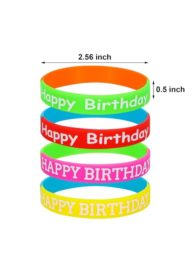 JOVITEC 48 Pieces Rubber Bracelets for Happy Birthday Gift Colored Silicone Bracelets for Teenagers Birthday Party Favors for Happy Birthday Party Supplies (48 Pieces, Style Set 1) - Image 3