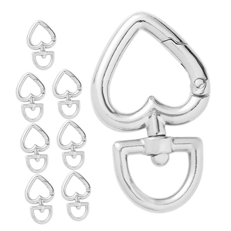 8 Heart Shaped Swivel Buckle Key Clips Golden Metal Key Rings For Keychains Crafts Spring Snap Key Holder Everyday Use Creative Projects - Image 2