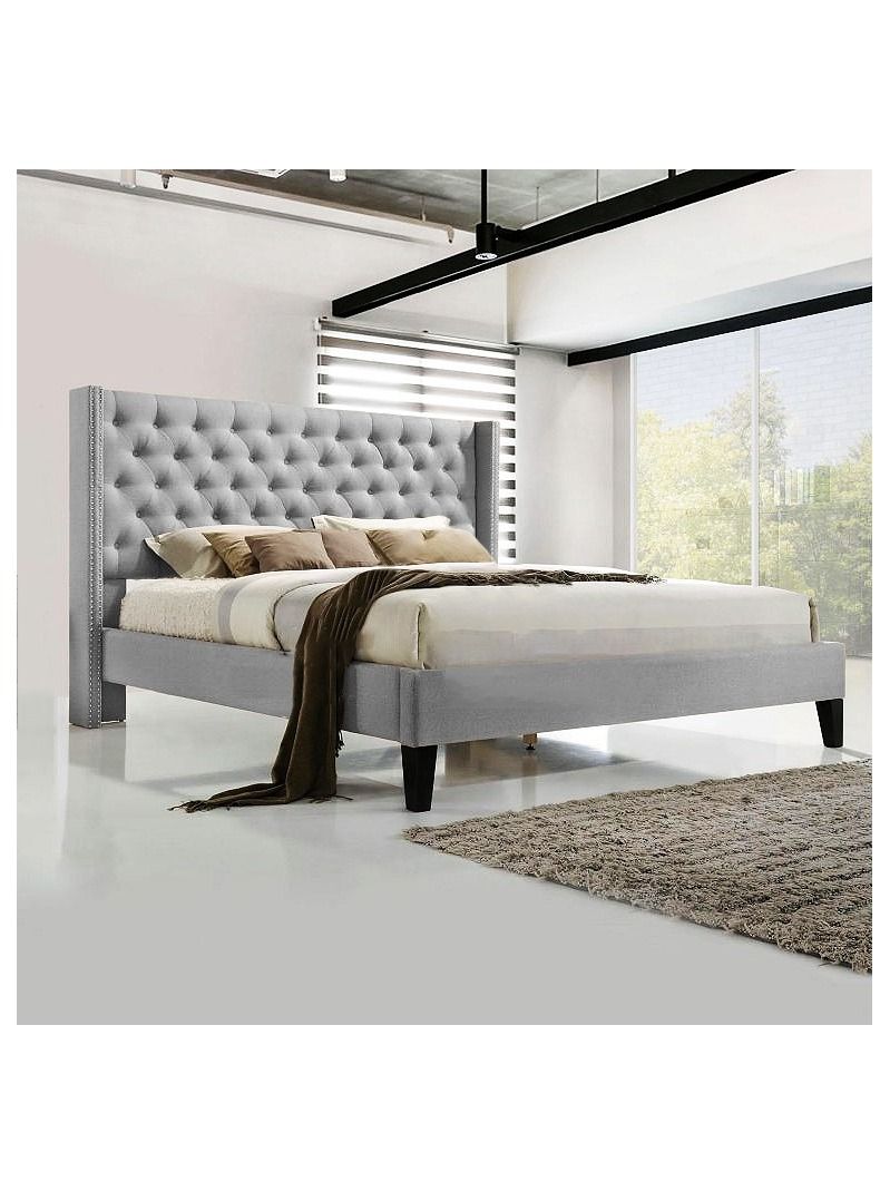 Karnak Amos Button Tufted Upholstered Velvet Bed King Size 180x200cm - Image 1