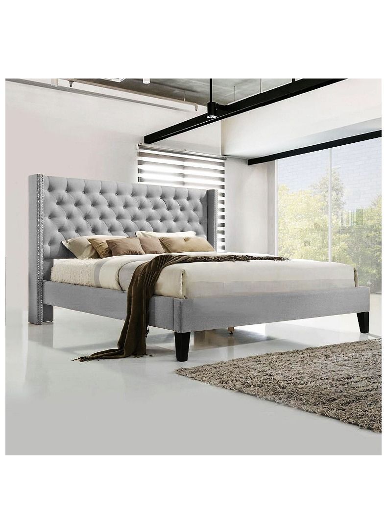 Karnak Amos Button Tufted Upholstered Velvet Bed King Size 180x200cm - Image 2