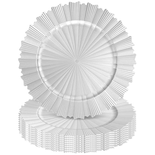 Tomeurperf Silver Charger Plates Bulk 10Pcs - 13" Elegant Silver Chargers for Dinner Plates, Wedding & Event Decorative Charger Plates Set（Fluted Edge） - Image 1