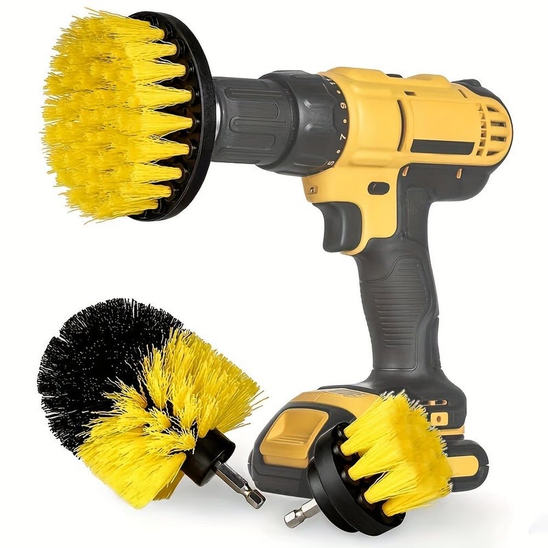 3 Piece Drill Brush Set Electric Scrubbing Tool Kit for Grout Floors Bathtubs Showers Tiles and Kitchen Surfaces - Image 1