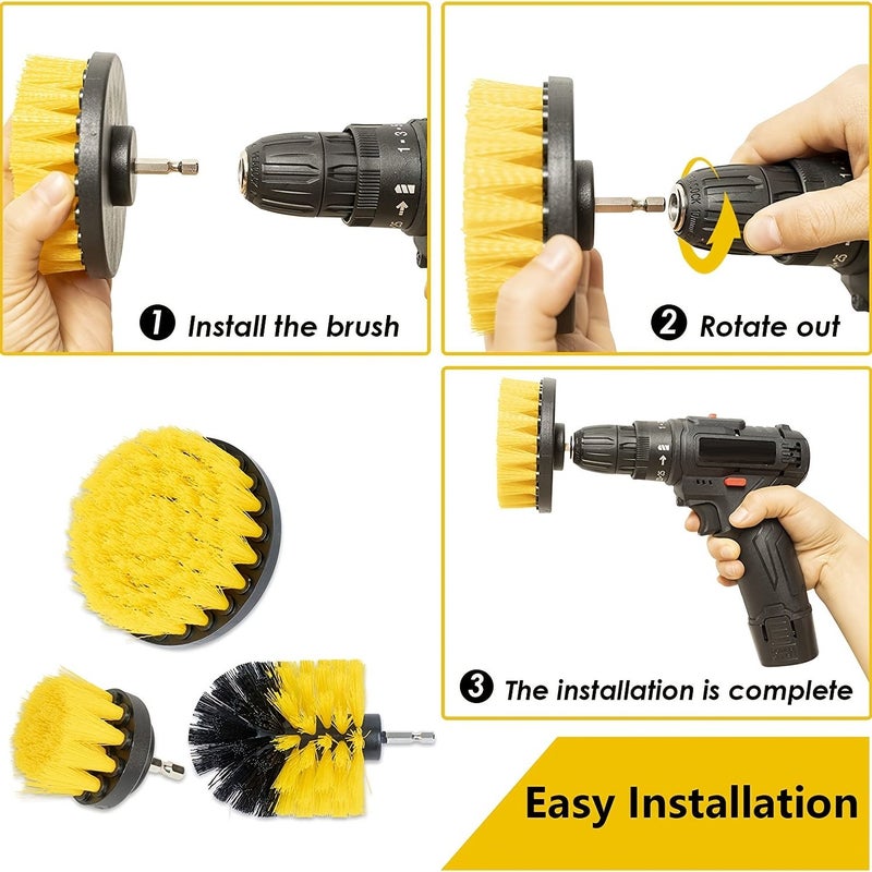 3 Piece Drill Brush Set Electric Scrubbing Tool Kit for Grout Floors Bathtubs Showers Tiles and Kitchen Surfaces - Image 3