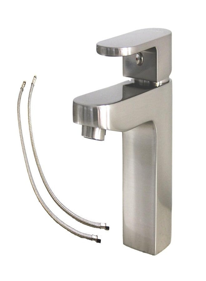 LANDER Modern Minimalist Faucet, Contemporary Single Handle Design, Brushed Nickle Finish for Bathroom Vanity and RV Sinks - Image 1