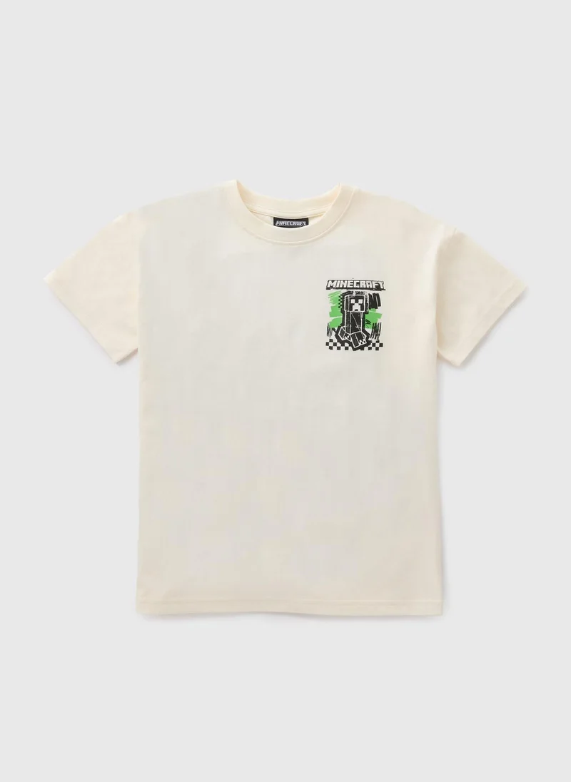 Matalan Minecraft Boys Cream Printed T-Shirt