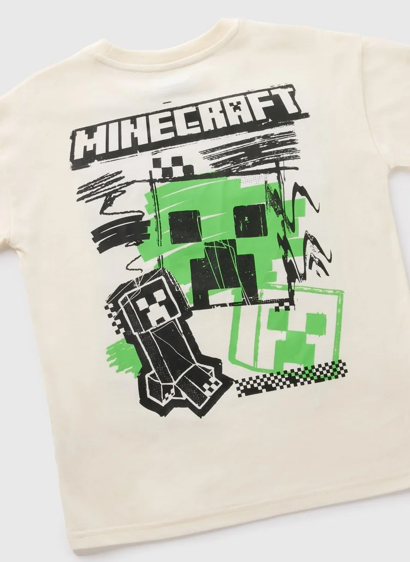 Matalan Minecraft Boys Cream Printed T-Shirt
