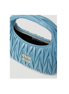 Miu Miu Wander quilted nappa leather hobo Crossbody Shoulder Bag Blue  - Image 5