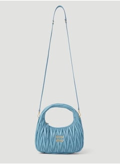 Miu Miu Wander quilted nappa leather hobo Crossbody Shoulder Bag Blue  - Image 4