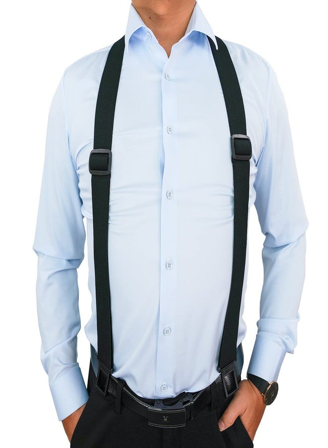 KUNN Men's 2 inch Perry Solid Suspender,Hook End Elastic Adjustable Suspenders for Belt, Black, Regular Length - Image 5