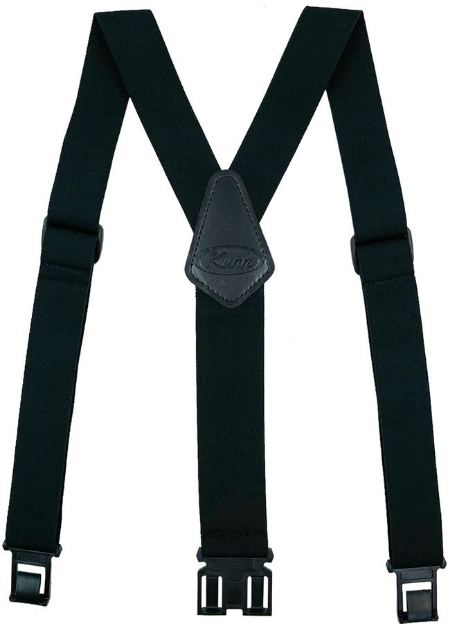 KUNN Men's 2 inch Perry Solid Suspender,Hook End Elastic Adjustable Suspenders for Belt, Black, Regular Length - Image 1