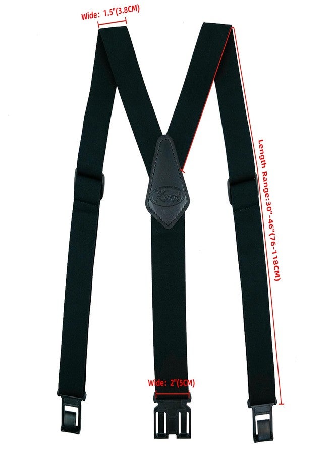 KUNN Men's 2 inch Perry Solid Suspender,Hook End Elastic Adjustable Suspenders for Belt, Black, Regular Length - Image 2
