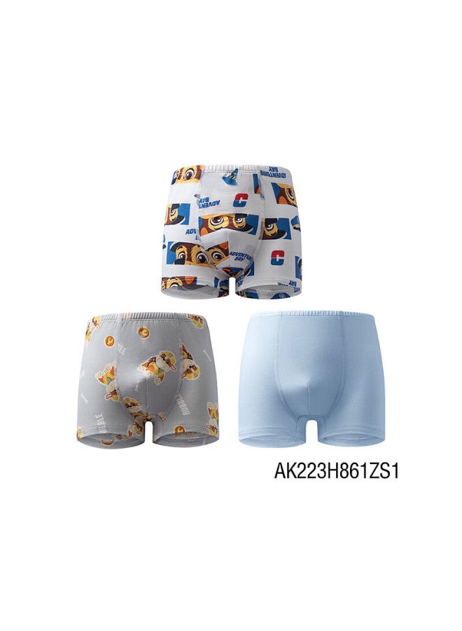 Aimer Kids Modal Boxer Briefs للأولاد والبنات 3-pack ملابس داخلية للطلاب تصميم U-convex للأولاد - Archie Pebbles 160
