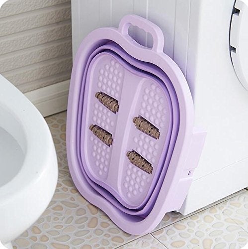 IKTU Folding Foot Massager Pedicure Spa Tub Collapsible Portable Manual Roller Massager for Blood Circulation (Assorted Colour) - Image 5