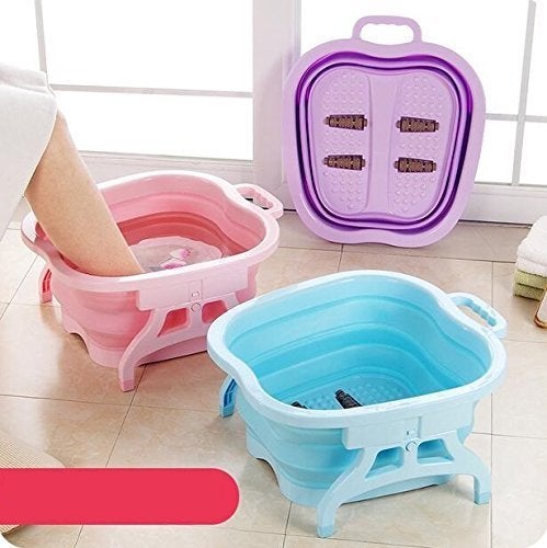 IKTU Folding Foot Massager Pedicure Spa Tub Collapsible Portable Manual Roller Massager for Blood Circulation (Assorted Colour) - Image 2