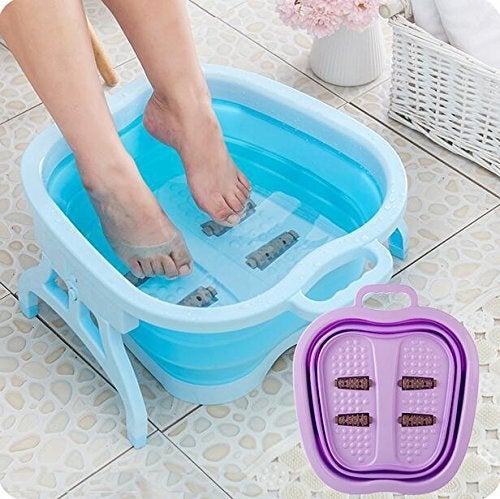 IKTU Folding Foot Massager Pedicure Spa Tub Collapsible Portable Manual Roller Massager for Blood Circulation (Assorted Colour) - Image 1