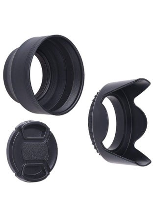 49mm Set of 2 Camera Lens Hoods and 1 Lens Cap - Rubber (Collapsible) + Tulip Flower - Sun Shade/Shield - Reduces Lens Flare and Glare - Blocks Excess Sunlight for Enhanced Photography and Video Foo - pzsku/ZF296904AA7450032C56FZ/45/_/1690983489/30f4bd4d-dcd1-4ed1-9a21-e287de22805f