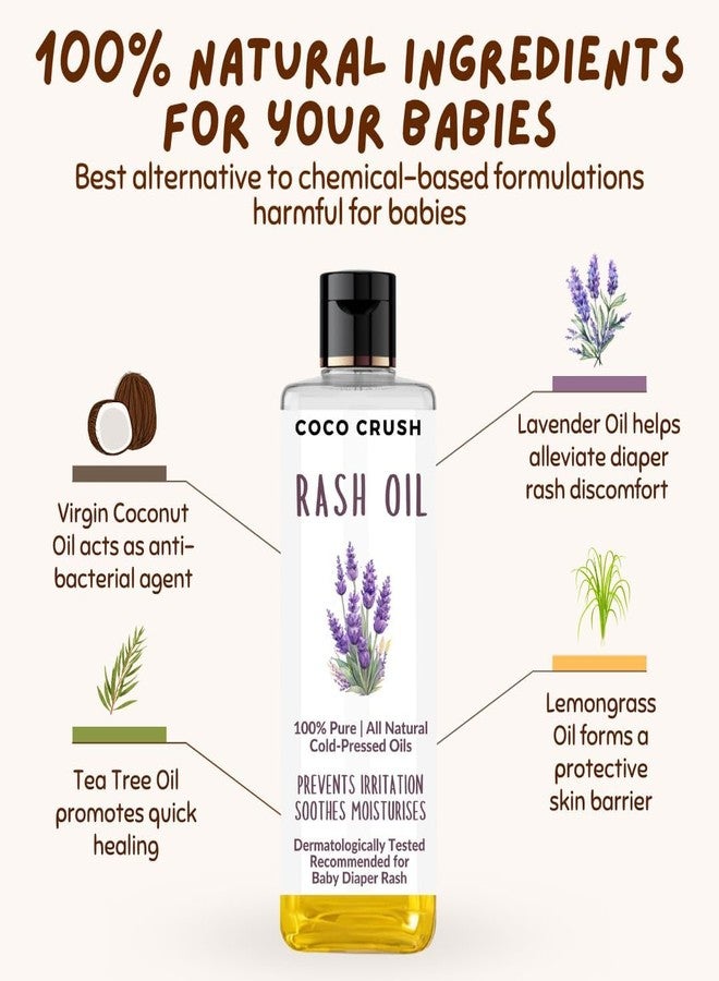 COCO CRUSH Baby Rash Relief Oil | Natural Diaper & Nappy Rash Solution | Soothes Redness, Irritation & Itching | 100% Pure Coconut, Lavender & Lemongrass Oils | Gentle & Safe for Babies (100ML) - Image 3