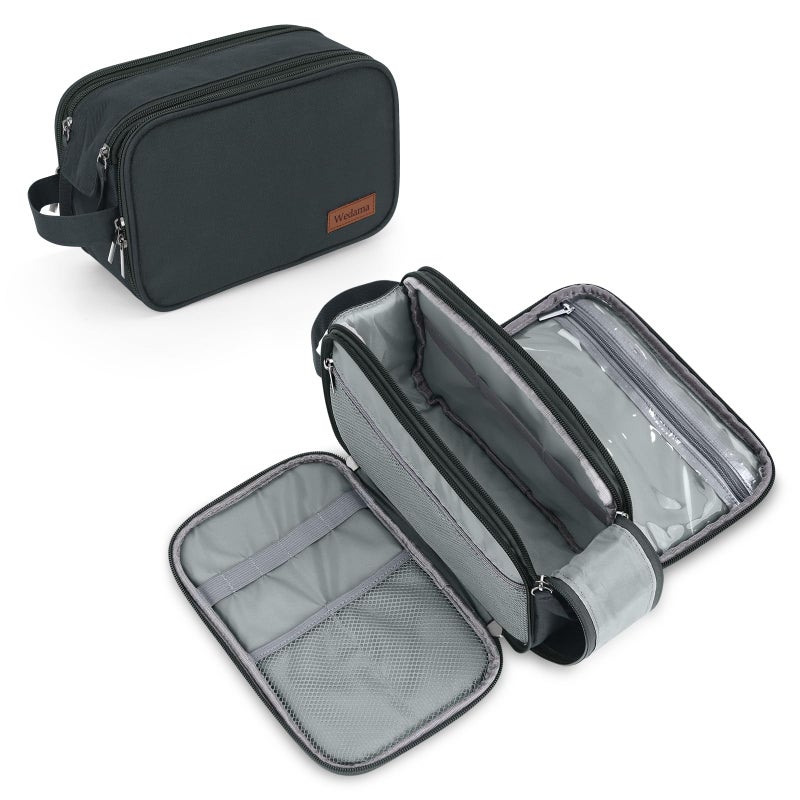 Wedama Toiletry Bag for Men Handheld Travel Bag Waterproof Toiletries Thickened Polyester Dopp Kit Toiletries Business Trips and Camping Grey