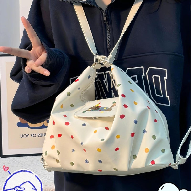 Backpack Colorful Shoulder Relaxation Capacity Dopamine Dopa Commuter Single Shoulder Women'S Point Satchel Large Capacity Small Crowdsourcing Round - Image 3