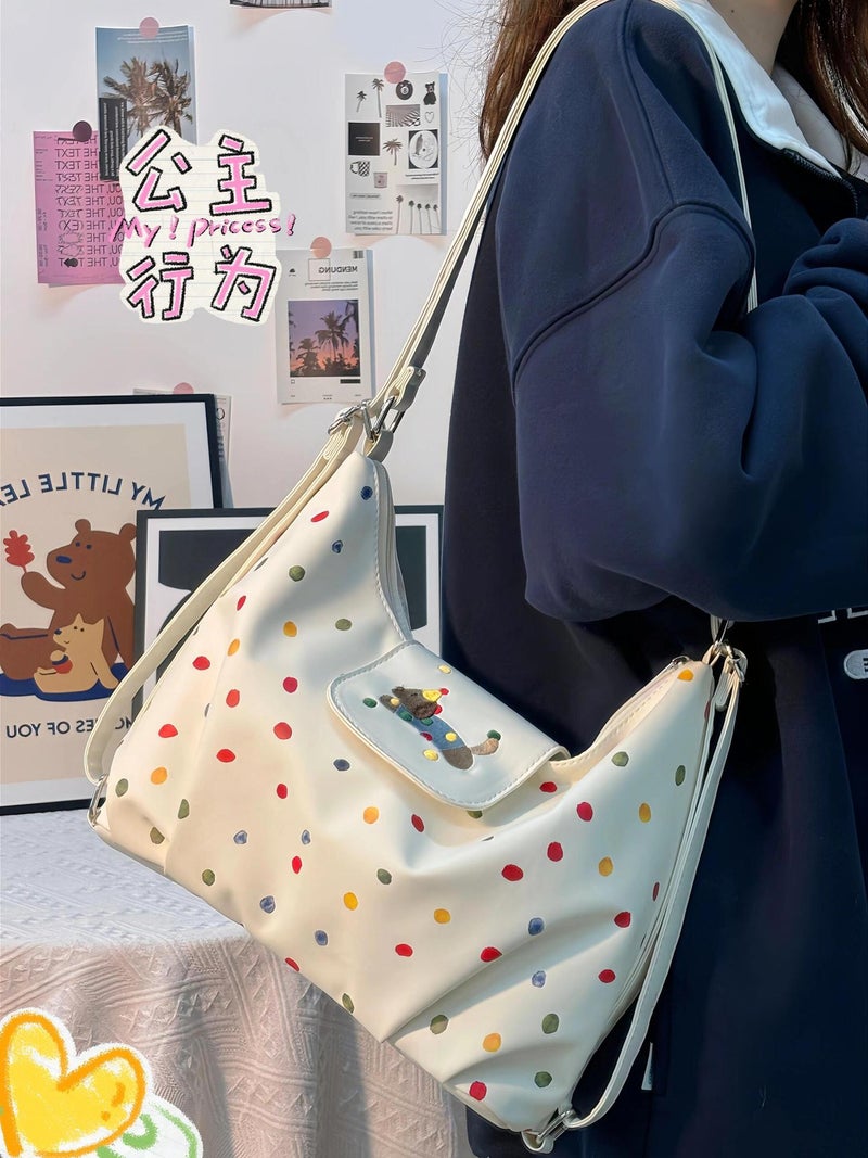 Backpack Colorful Shoulder Relaxation Capacity Dopamine Dopa Commuter Single Shoulder Women'S Point Satchel Large Capacity Small Crowdsourcing Round - Image 1