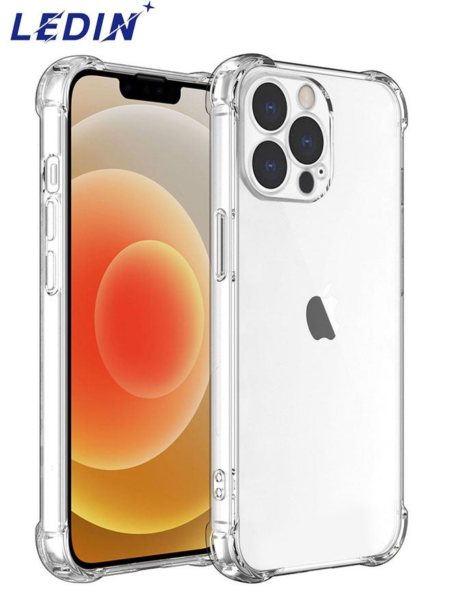 ليدين جراب شفاف لهاتف iPhone 13 Pro جراب خلفي مرن ناعم من السيليكون مقاوم للصدمات ومضاد للخدش مع زاوية معززة ومتوافق مع iPhone 13 Pro شفاف - Image 1