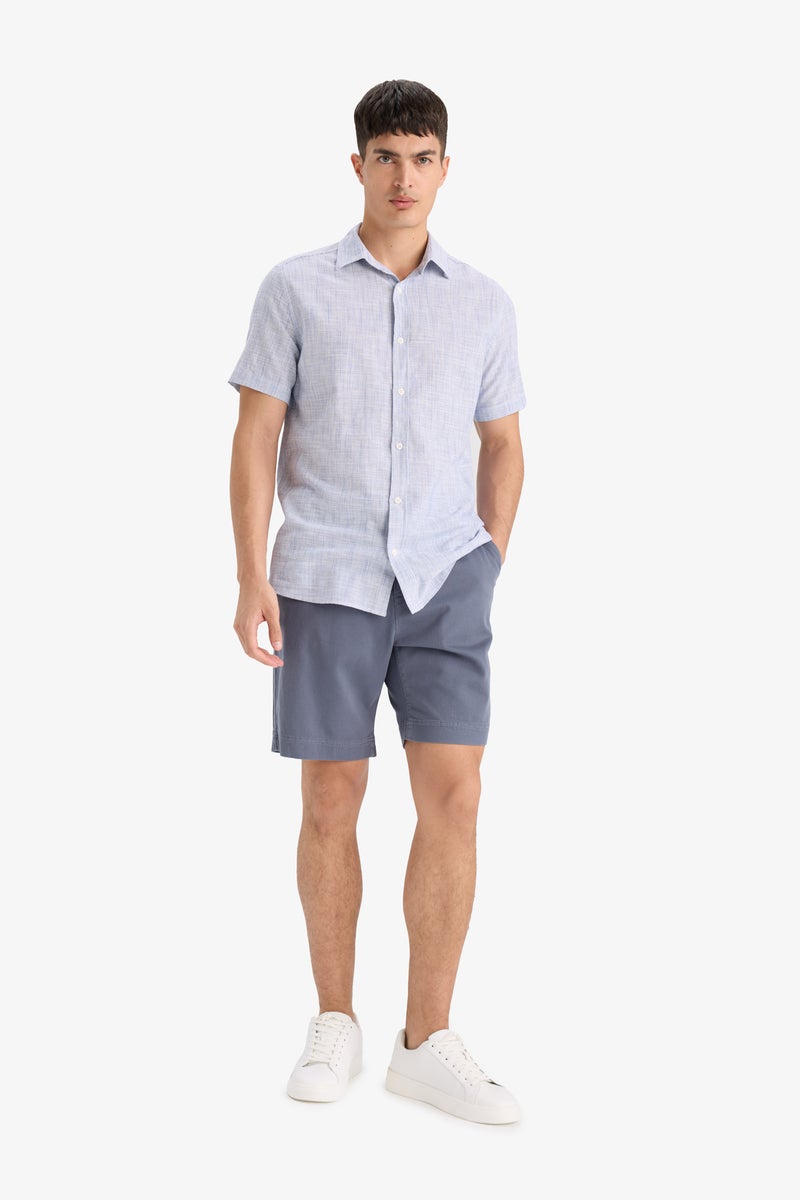 DeFacto Blue Man Cotton Short Sleeve Shirt Casual - Image 2