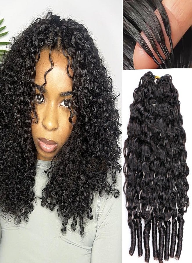 JYZ Burmese Curly Crochet Human Hair Pre-Separated Invisble Micro Loop Human Crochet Hair Extensions Seamless and Knotless Feather Crochet Human Hair 16" NC 50 Strands(1 Pack 60g) - Image 1