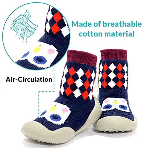 u-grow Baby Anti-Skid (Insole-14.2cm) Breathable Soft Socks Shoes Blue Multi Colors Euro Size(24) - Image 3