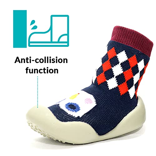 u-grow Baby Anti-Skid (Insole-14.2cm) Breathable Soft Socks Shoes Blue Multi Colors Euro Size(24) - Image 4