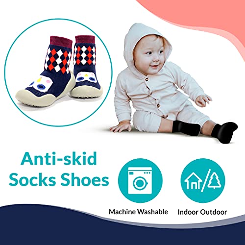 u-grow Baby Anti-Skid (Insole-14.2cm) Breathable Soft Socks Shoes Blue Multi Colors Euro Size(24) - Image 5
