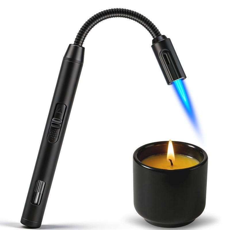LcFun Torch Lighter Refillable Butane Lighters with Flexible Long Neck and Visible Fuel Window, Windproof Jet Flame Long Matches for Candles Grill Fireplace Kitchen Camping (Butane Not Included) - Image 1