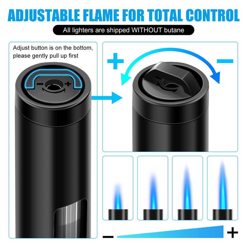 LcFun Torch Lighter Refillable Butane Lighters with Flexible Long Neck and Visible Fuel Window, Windproof Jet Flame Long Matches for Candles Grill Fireplace Kitchen Camping (Butane Not Included) - Image 4