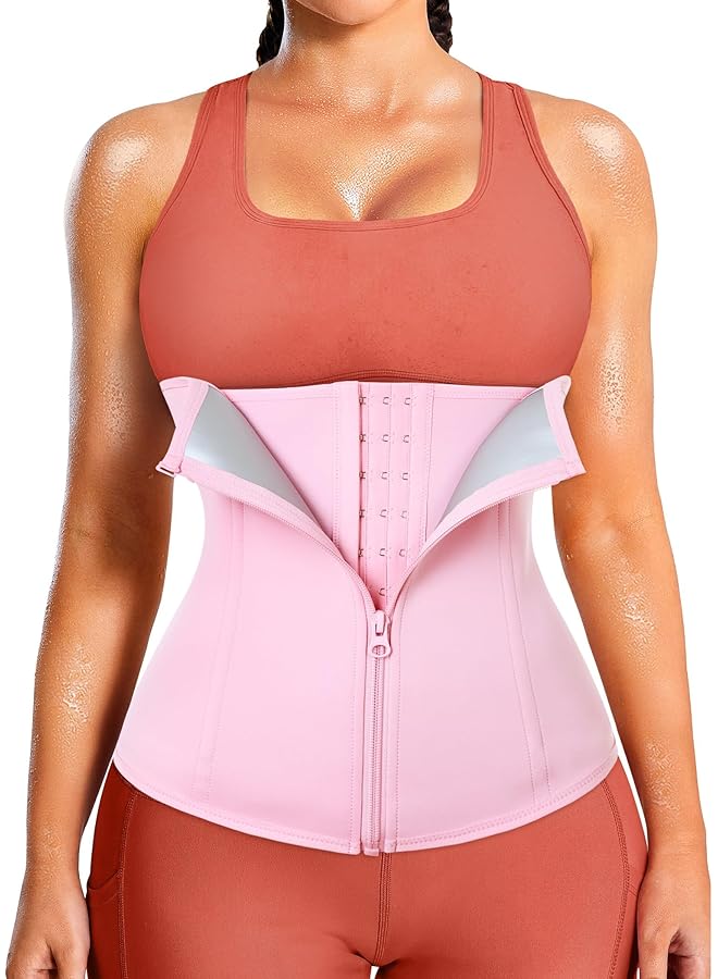 S-TOP Womens Waist Trainer Corset with Zipper Sweat Waist Trimmer for Women Workout Belt Corset Shapewear - Image 1