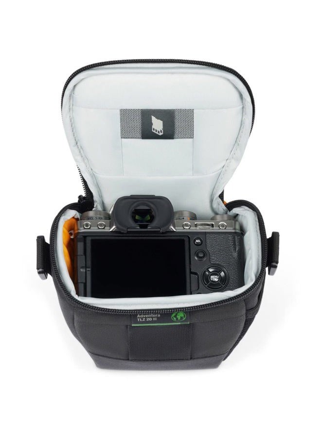 Lowepro Adventura TLZ 20 III, Camera Shoulder Bag with Adjustable/Removable Shoulder Strap, Bag for Mirrorless Camera, Compatible with Fujifilm XT200, Canon M50 MII, EOS R10, Nikon Z50, Black - Image 3