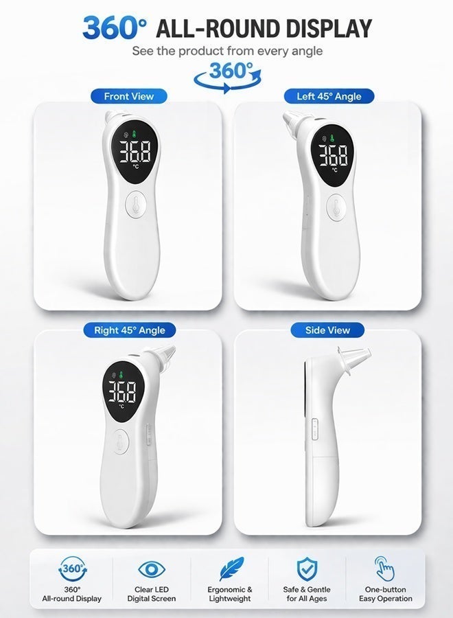 Sisily Smart Thermometer Infrared Ear Thermometer with 1-Second Fast Reading 3-Color Fever Warning ℉/℃ Switchable 32 Memory Sets LED Backlight Display for Kids and Adults - Image 2