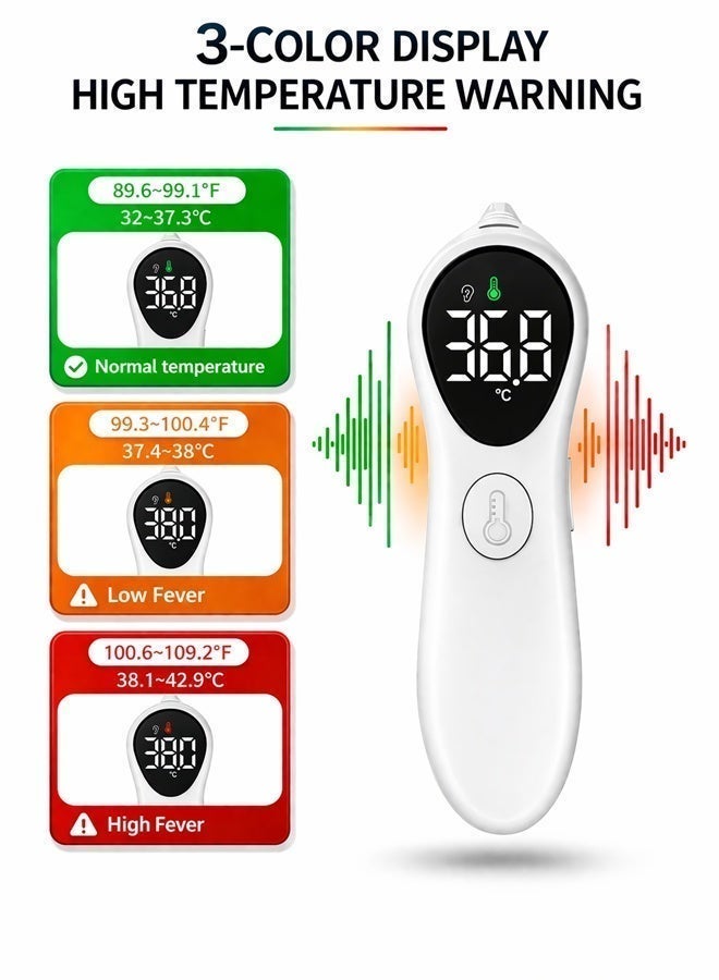 Sisily Smart Thermometer Infrared Ear Thermometer with 1-Second Fast Reading 3-Color Fever Warning ℉/℃ Switchable 32 Memory Sets LED Backlight Display for Kids and Adults - Image 4