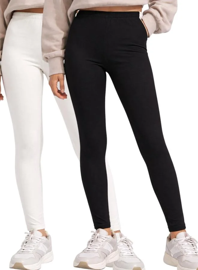 victor and jane Pack of 2 - Girls Basic Stretch Leggings