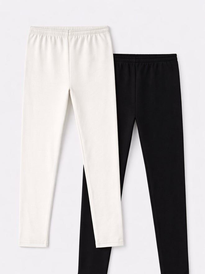 victor and jane Pack of 2 - Girls Basic Stretch Leggings - Image 4
