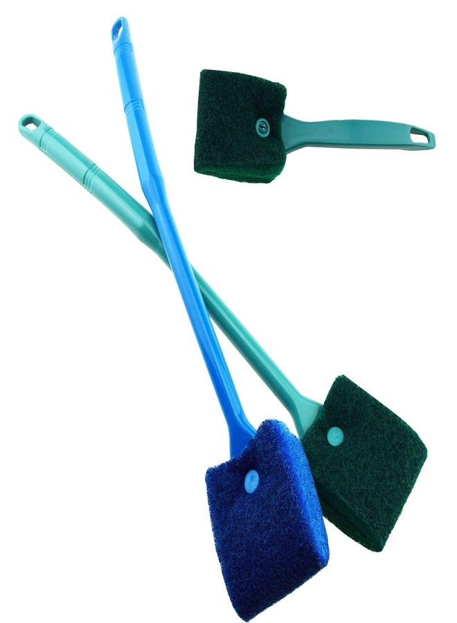 AOODOOM 3 PCS Double-Sided AOODOOM Aquarium Fish Tank Algae Cleaning Brush with Non-Slip Handle, Sponge Scrubber Cleaner for Glass Aquariums and Home Kitchen - Image 1