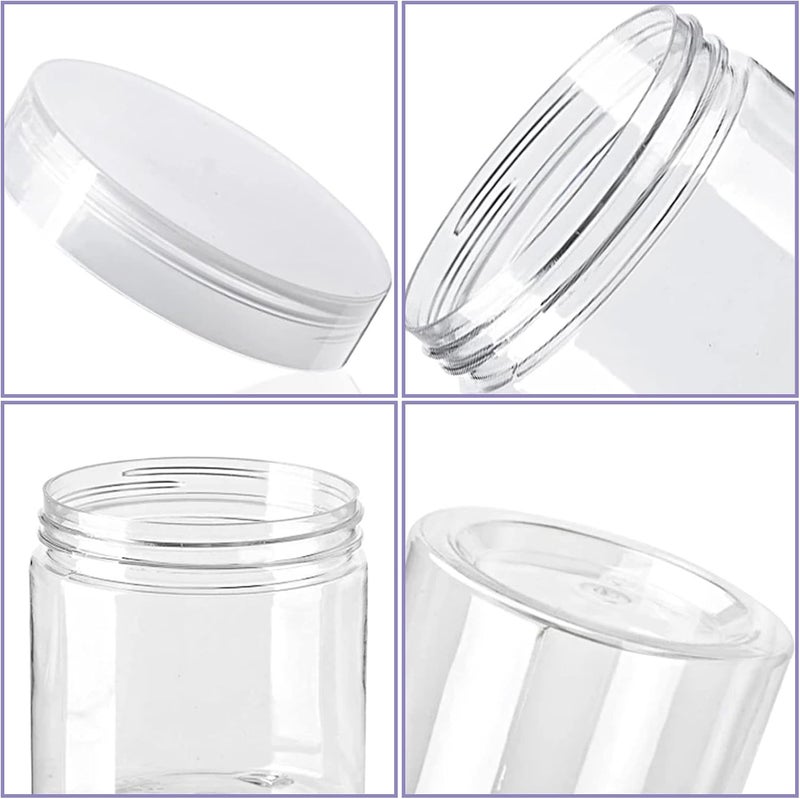20 Pack 4oz Clear Plastic Jars with Lids,Wide-Mouth Refillable Storage Containers,Empty Round Containers for Candy,Beads,Lotion,Slime Making and Food Storage - Image 3