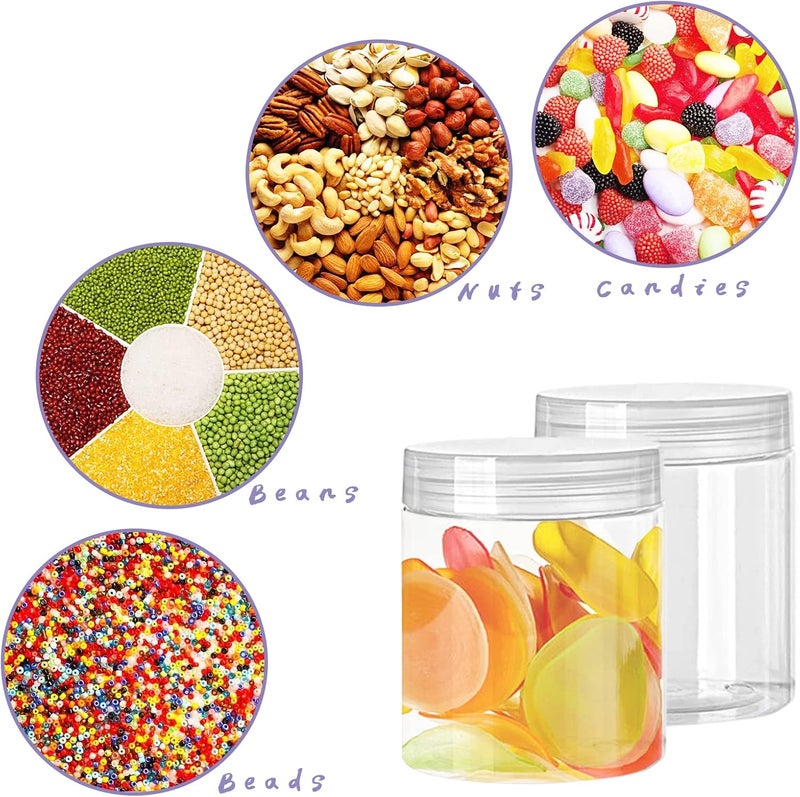 20 Pack 4oz Clear Plastic Jars with Lids,Wide-Mouth Refillable Storage Containers,Empty Round Containers for Candy,Beads,Lotion,Slime Making and Food Storage - Image 4